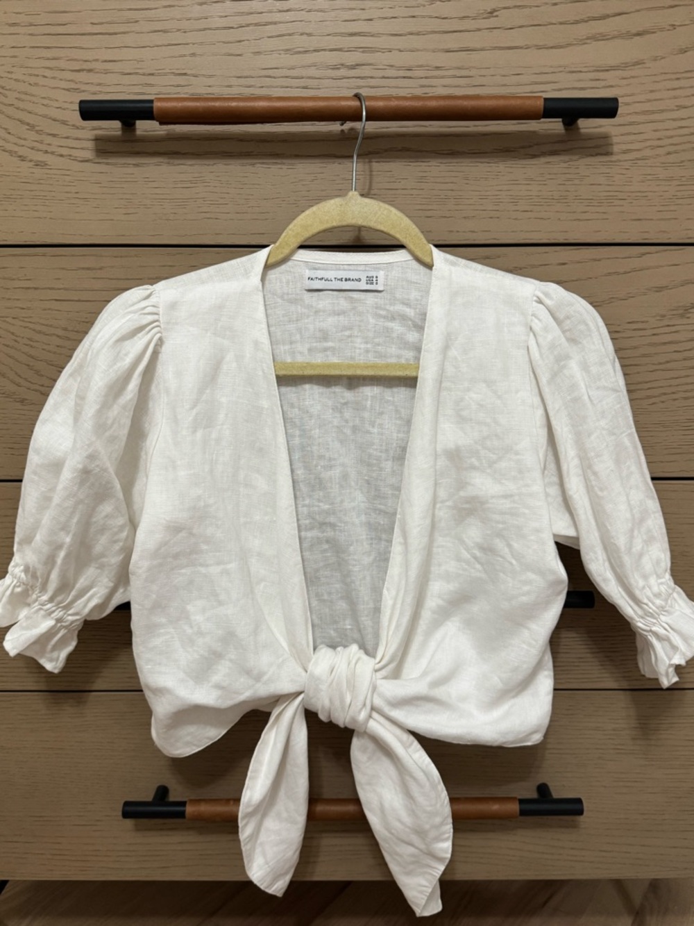 REVOLVE | Faithfull the Brand | Jamais Wrap Top white linen - Picture 9 of 14